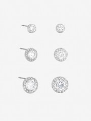 Jon Richard Silver Crystal Halo Earrings Multipack - Image 1 of 1