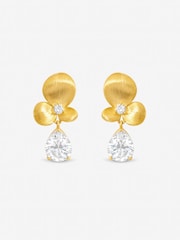 Jon Richard Tone Brushed Floral and Crystal Drop Earrings - Bild 1 von 2