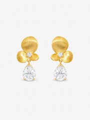 Jon Richard Tone Brushed Floral and Crystal Drop Earrings - Bild 2 von 2