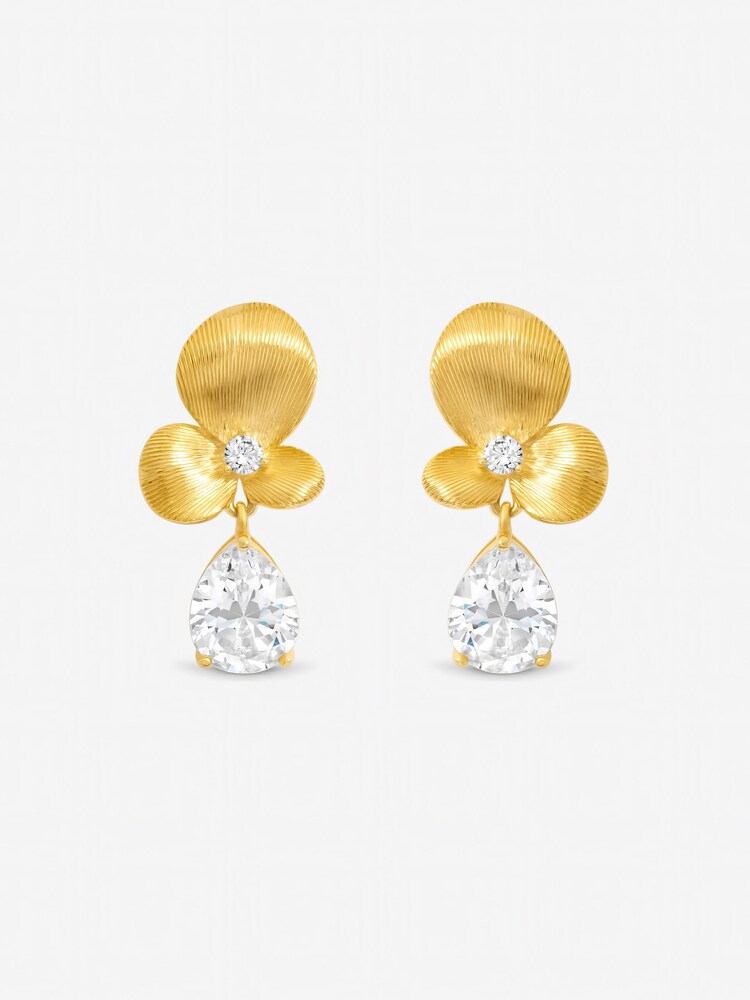 Jon Richard Tone Brushed Floral and Crystal Drop Earrings - Bild 2 von 2