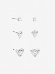Jon Richard Silver Tone Cubic Zirconia Heart Earrings - Image 1 of 1