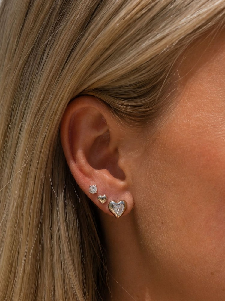 Jon Richard Silver Tone Cubic Zirconia Heart Earrings - Image 2 of 2 Jon Richard Silver Tone Cubic Zirconia Heart Earrings - Image 2 of 2