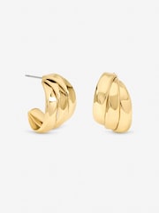 Ton de auriu - Jon Richard Multirow Molten Hoop Earrings - Imaginea 3 din 3