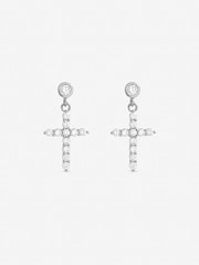 Silber - Jon Richard Tone Zirkonia Kreuz Ohrringe - Bild 1 von 1