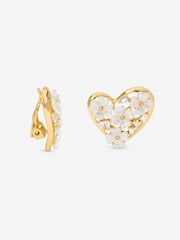 Jon Richard Floral Encrusted Heart Clip Earrings - 圖片 1/3