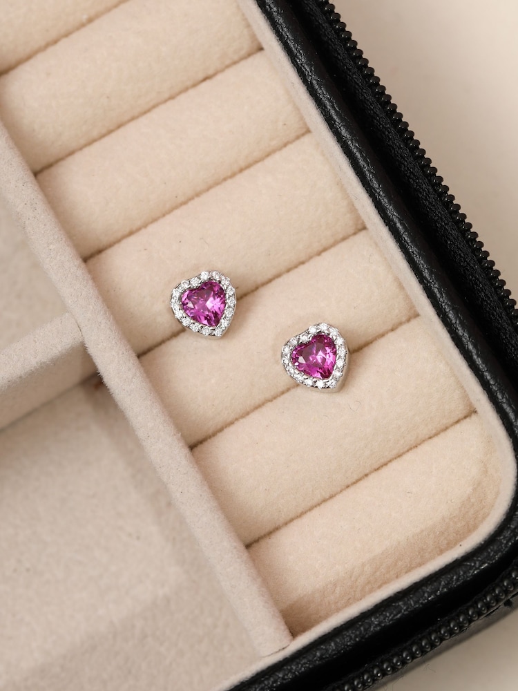 Jon Richard Pink Heart Stud Earrings - Image 1 of 1 Jon Richard Pink Heart Stud Earrings - Image 1 of 1
