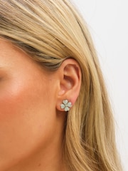 Mint Green Gold Tone - Jon Richard Mother of Pearl Flower Stud Earrings - Imagen 3 de 3