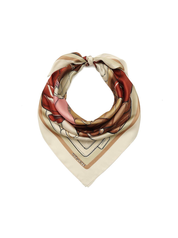 COACH White Stacked Tabby Printed Silk Square Scarve - Image 2 of 4