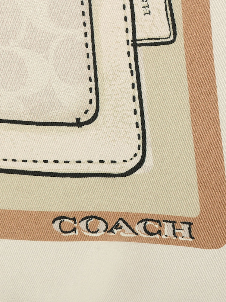 COACH White Stacked Tabby Printed Silk Square Scarve - Image 4 of 4