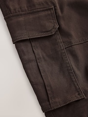 Dark Brown Relaxed Fit Cotton Stretch Cargo Trousers - Image 8 of 10