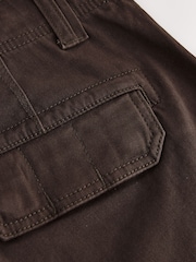 Dark Brown Relaxed Fit Cotton Stretch Cargo Trousers - Image 9 of 10