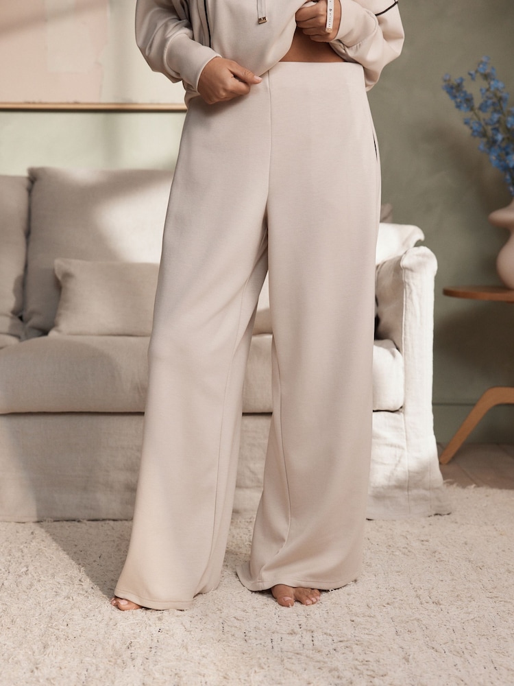 B by Ted Baker Viscose Lounge Wide Leg Trousers with Piping Detail - Image 2 of 4