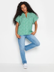 M&Co Green Petite Button Through Short Sleeve Shirt - Image 2 of 4