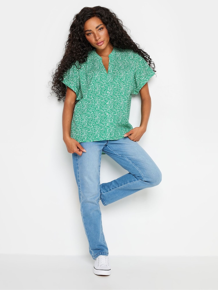 M&Co Green Petite Button Through Short Sleeve Shirt - Image 2 of 4