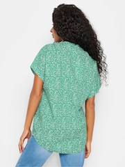 M&Co Green Petite Button Through Short Sleeve Shirt - Image 3 of 4