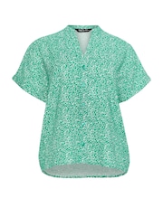 M&Co Green Petite Button Through Short Sleeve Shirt - Image 4 of 4