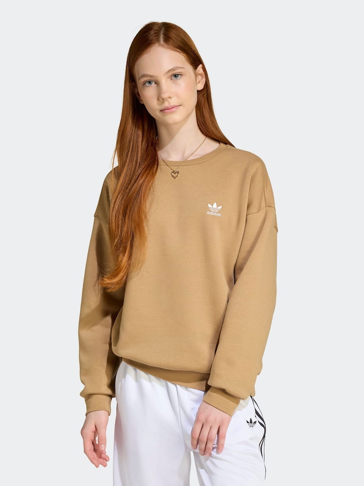 adidas Originals Brown Boyfriend Crew Sweatshirt - Image 1 of 6 adidas Originals Brown Boyfriend Crew Sweatshirt - Image 1 of 6