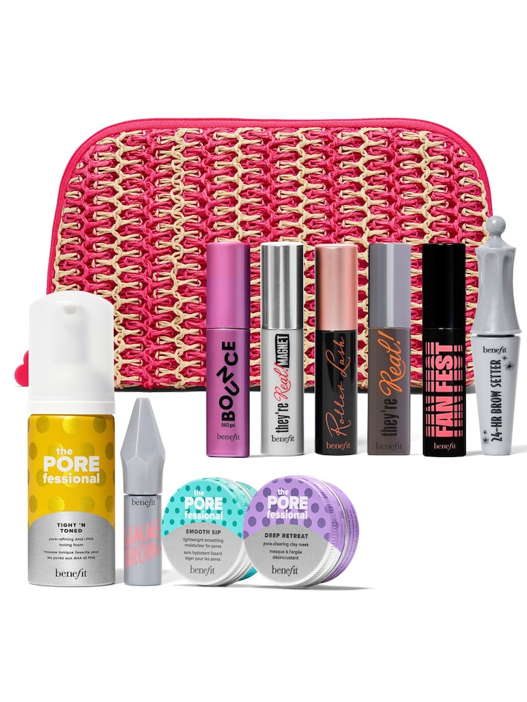 Benefit Benefit Lash, Brow, Pore and Cheek Trial Kit with Limited Edition Woven Bag - Image 1 of 1