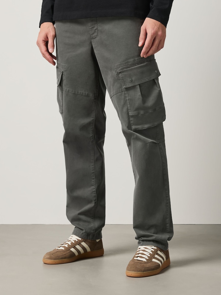 Verde - Pantaloni cargo elastici utilitari - Imaginea 1 din 5