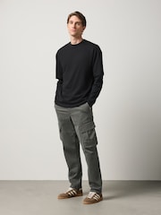 Verde - Pantaloni cargo elastici utilitari - Imaginea 3 din 5