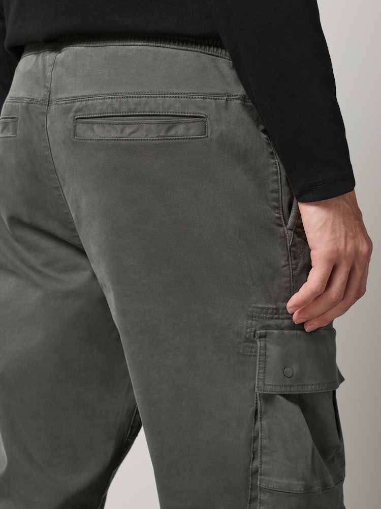 Verde - Pantaloni cargo elastici utilitari - Imaginea 5 din 5