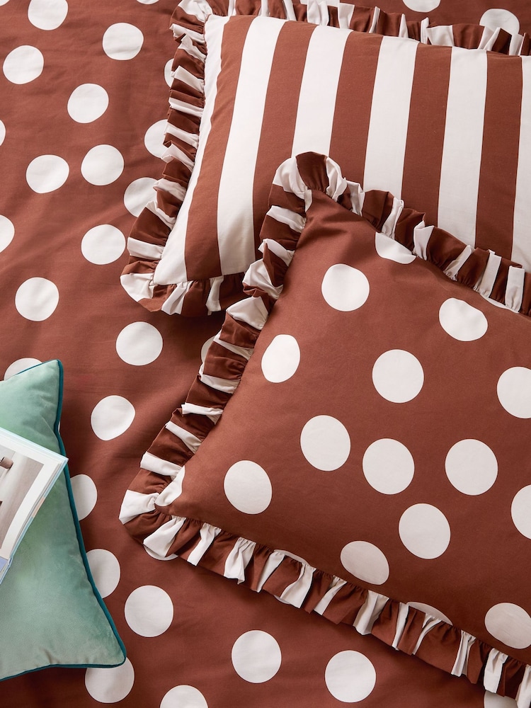 Furn Set of 2 Chocolate Poppie Polka Dot Pillowcases - Image 1 of 1 Furn Set of 2 Chocolate Poppie Polka Dot Pillowcases - Image 1 of 1