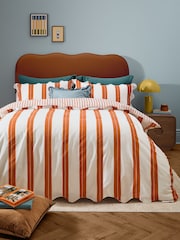 Furn Caramel Scalloped Stripe Reversible Duvet Cover and Pillowcase Set - Image 2 of 3