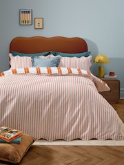 Furn Caramel Scalloped Stripe Reversible Duvet Cover and Pillowcase Set - Image 3 of 3