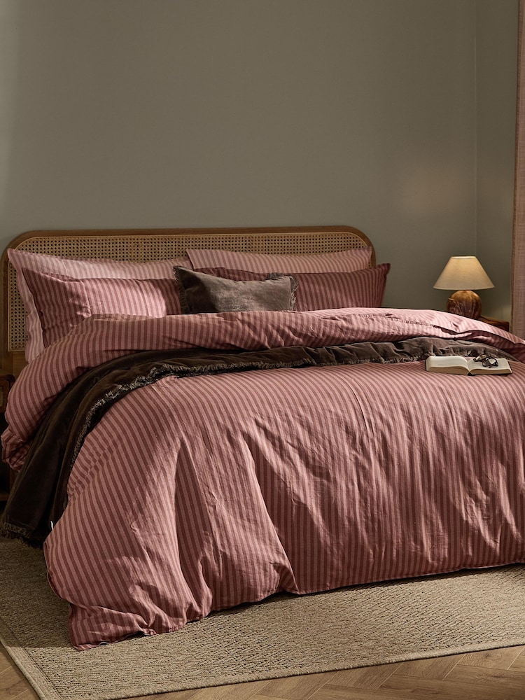 Yard Chocolate Marlow Dual Tone Stripe Duvet Cover and Pillowcase Set - Image 1 of 4 Yard Chocolate Marlow Dual Tone Stripe Duvet Cover and Pillowcase Set - Image 1 of 4