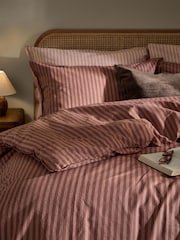 Yard Chocolate Marlow Dual Tone Stripe Duvet Cover and Pillowcase Set - Image 2 of 4
