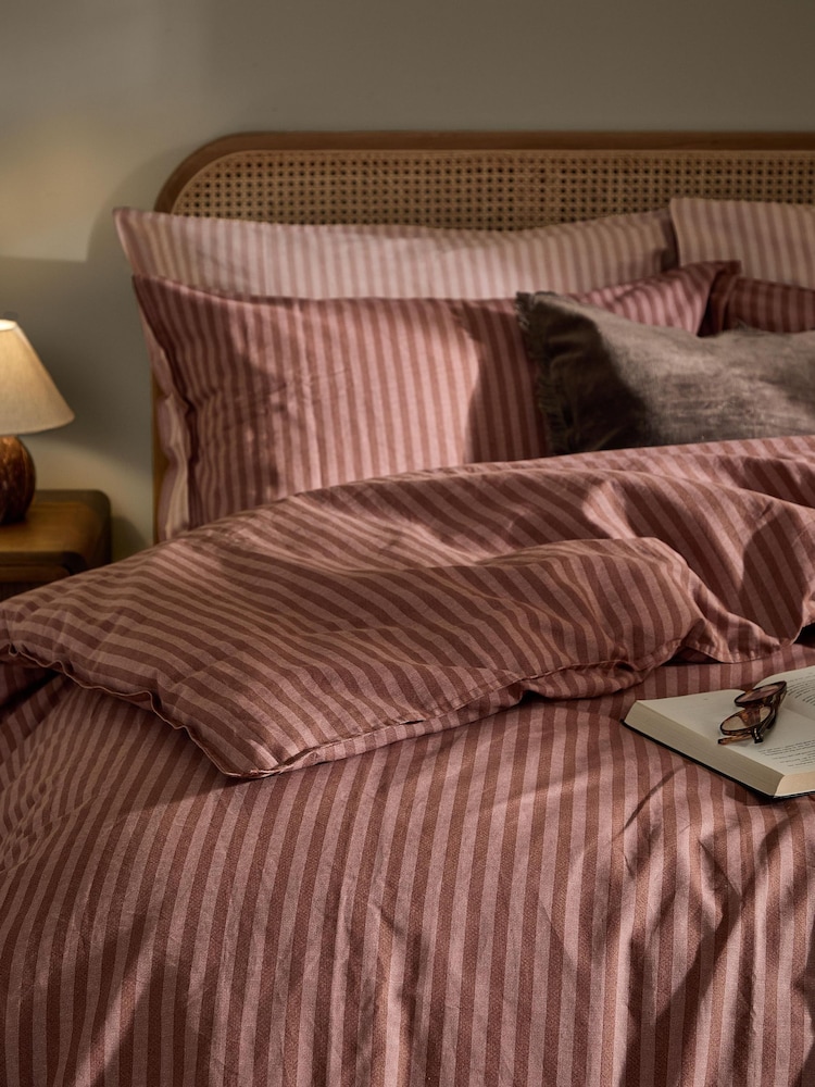 Yard Chocolate Marlow Dual Tone Stripe Duvet Cover and Pillowcase Set - Image 2 of 4 Yard Chocolate Marlow Dual Tone Stripe Duvet Cover and Pillowcase Set - Image 2 of 4