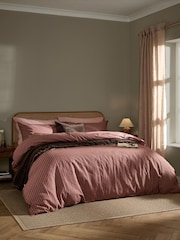 Yard Chocolate Marlow Dual Tone Stripe Duvet Cover and Pillowcase Set - Image 3 of 4