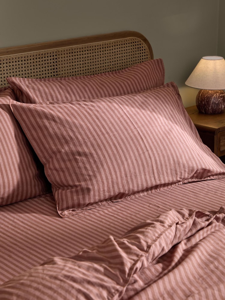 Yard Chocolate Marlow Dual Tone Stripe Duvet Cover and Pillowcase Set - Image 4 of 4 Yard Chocolate Marlow Dual Tone Stripe Duvet Cover and Pillowcase Set - Image 4 of 4