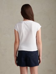 U.S. Polo Assn White Double Horsemen Cap Sleeve T-Shirt - Image 4 of 4