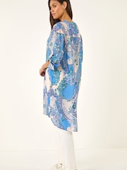 Roman Blue Paisley Print Longline Blouse - Image 3 of 5