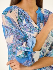 Roman Blue Paisley Print Longline Blouse - Image 4 of 5