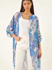 Roman Blue Paisley Print Longline Blouse - Image 5 of 5