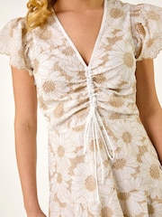 Roman White Broderie Anglaise Ruched Dress - Image 5 of 5