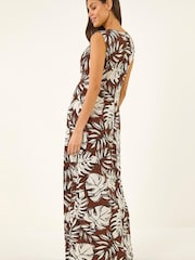 Roman Brown Leaf Twist Front Maxi Dress - Image 2 of 5