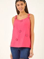 Roman גופיית כתפיות דקות עם עיטור פרחוני - תמונה 2 מתוך 5