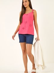 Roman גופיית כתפיות דקות עם עיטור פרחוני - תמונה 3 מתוך 5