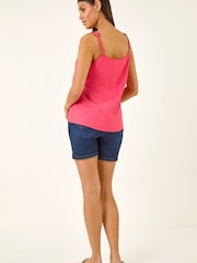 Roman גופיית כתפיות דקות עם עיטור פרחוני - תמונה 4 מתוך 5