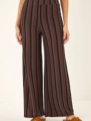 Roman Brown Texture Stripe Stretch Trousers - Image 4 of 5