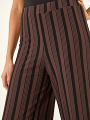 Roman Brown Texture Stripe Stretch Trousers - Image 6 of 6