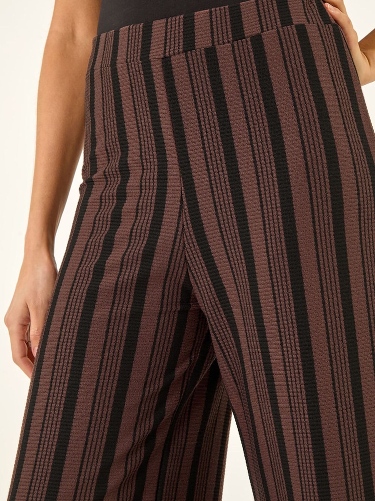 Roman Brown Texture Stripe Stretch Trousers - Image 6 of 6