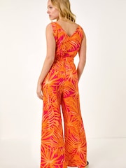 Roman Palm Print Belted Jumpsuit - Slika 3 od 5