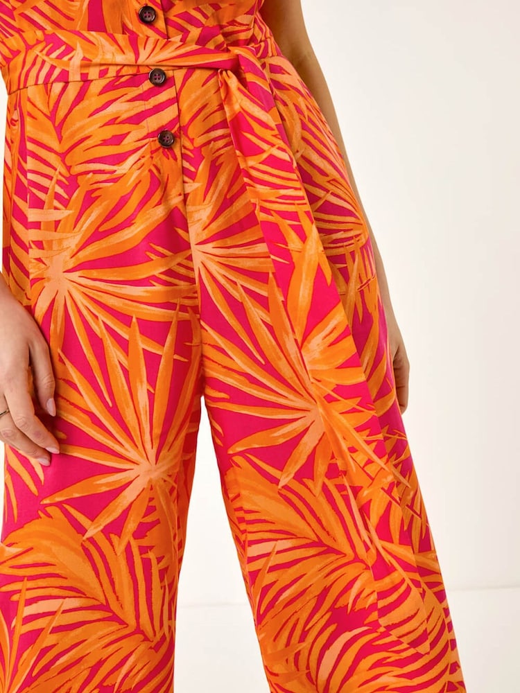 Roman Palm Print Belted Jumpsuit - Slika 5 od 5 Roman Palm Print Belted Jumpsuit - Slika 5 od 5