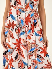 Φόρεμα με ζώνη και στάμπα με ρωμαϊκά φύλλα - Εικόνα 6 από 6