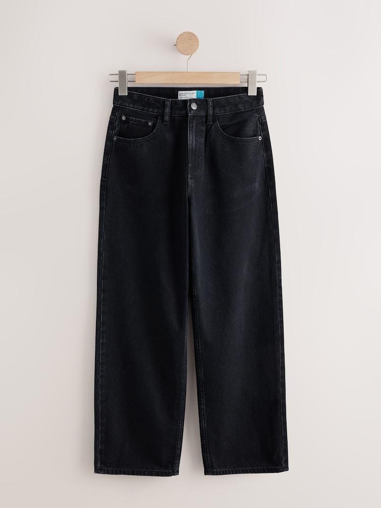 Washed Black Ankle Straight Jeans - Image 1 of 3