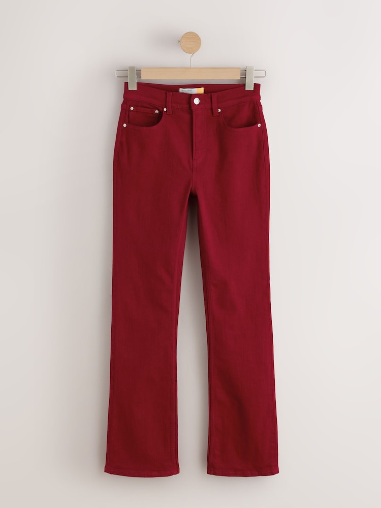 Red Mid Rise Stretch Bootcut Jeans - Image 1 of 3 Red Mid Rise Stretch Bootcut Jeans - Image 1 of 3